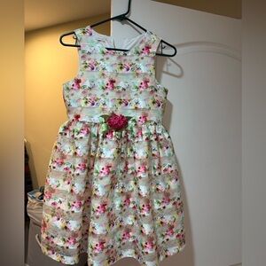 Bonnie Jean Floral Dress with Pink and Green Accents